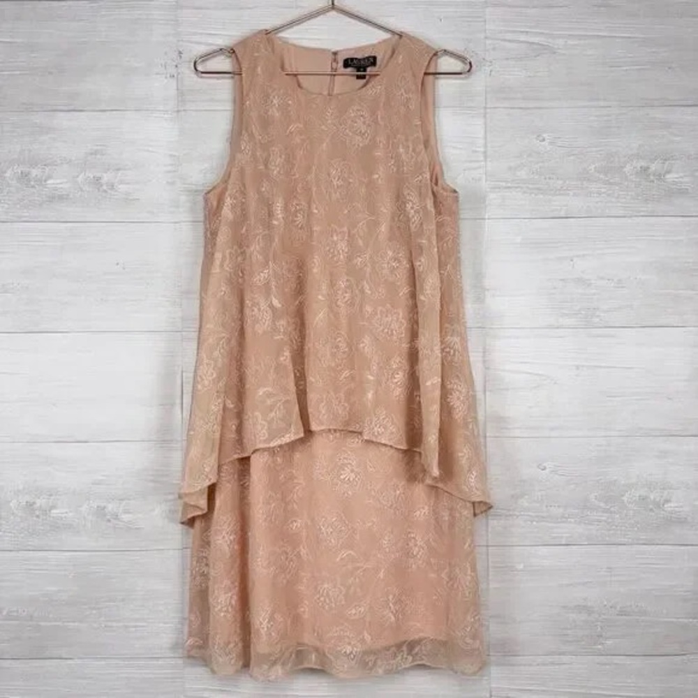 Lauren Ralph Lauren Beige Layered Midi Dress